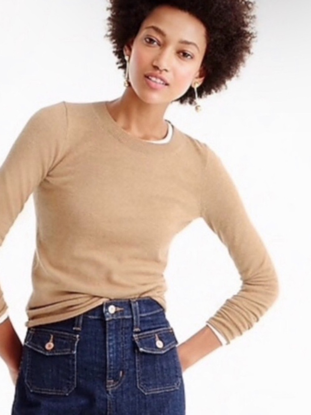 J. Crew Collection Italian Cashmere Pullover Sweater Size Medium Tan